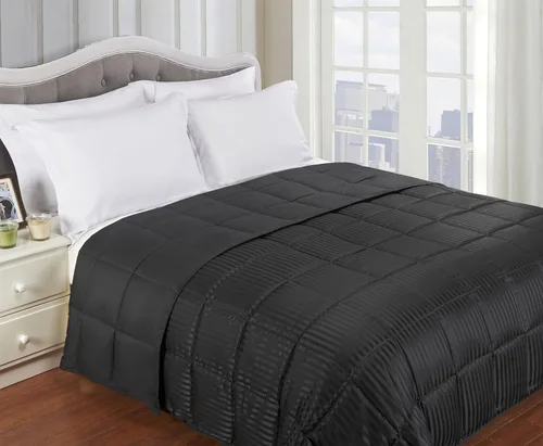 Vista 3 de Manta grande para toda estación hecha de plumón sintético, reversible, Microfibra, Negro, King