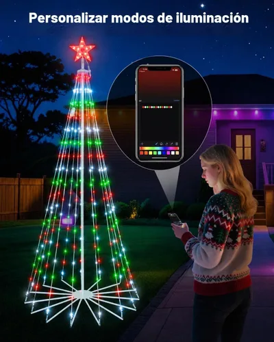 Vista 2 de Árbol de Navidad inteligente para exteriores de 9 pies con control de aplicación
