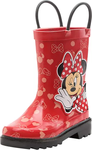 Disney Botas de lluvia de goma de Minnie Mouse y Mickey Mouse, impermeables, fáciles de poner, tallas para niños pequeños y pequeños, niños y niñas
