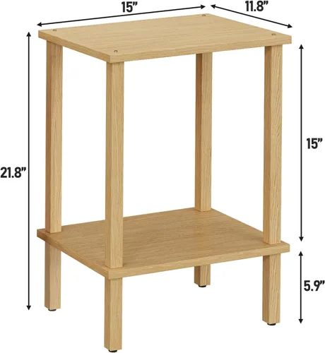Vista 11 de TUTOTAK TB01BMW034 - Mesa auxiliar, mesita de noche con estante de almacenamiento de 2 niveles, para espacios pequeños