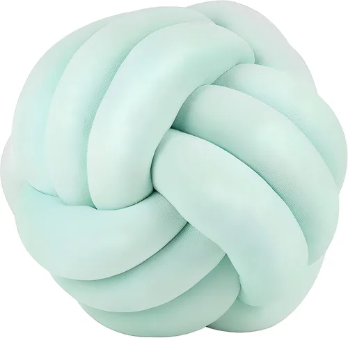 Almohada redonda de nudo para decoración de habitación de niños, juguetes de peluche para aliviar el estrés (menta, 11 pulgadas/11.0 in) | Handmade