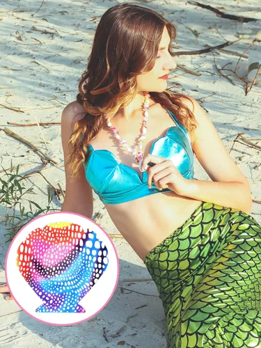 Vista 6 de SATINIOR 20 pares de fundas para el pecho para mujer, sujetador desechable con purpurina para pezones, adhesivas, multicolor, concha, empanadas