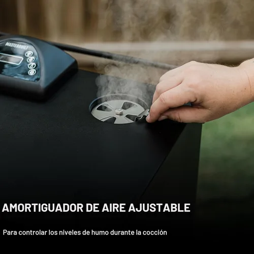 Vista 8 de Masterbuilt® Ahumador vertical eléctrico digital para barbacoa de 40 pulgadas con kit de patas, cargador de virutas de madera lateral y 970 pulgadas