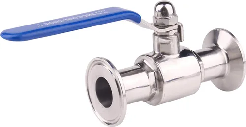 Vista 2 de DERNORD Válvula de bola de tres abrazaderas de 1,5 "acero inoxidable 304, revestimiento de PTFE. (tubo de 1 pulgada OD)