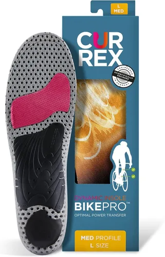 CURREX Plantillas BikePro para ciclismo, ciclismo y motociclismo, inserciones de zapatos con soporte de arco con almohadillas metatarsianas, ayuda a