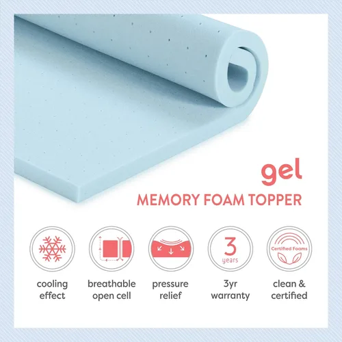 Vista 9 de Best Price Mattress - Cubrecolchón ventilado de espuma viscoelástica de 2.5 pulgadas, infusión de gel refrescante, certificado CertiPUR-US, esencial