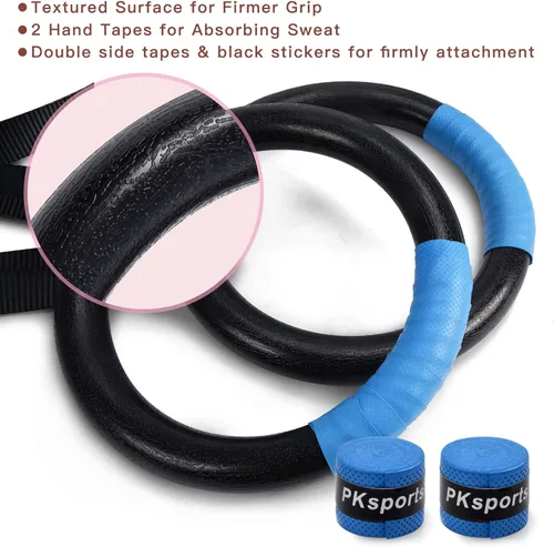 Vista 3 de PACEARTH Anillos de Gimnasia con Capacidad de 1100 libras con Correas de Hebilla Ajustables de 14.76 pies, Anillos de Ejercicio para Dominadas