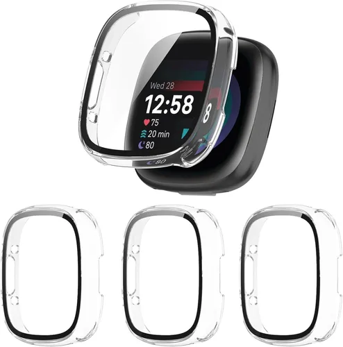 Vista 14 de Paquete de 6 fundas protectoras de pantalla para Fitbit Sense 2 / Versa 4 [cobertura completa], parachoques de policarbonato duro, accesorios