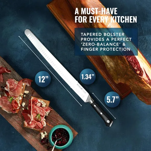 Vista 7 de Cutluxe Cuchillo de trinchar extralargo de 14 pulgadas – Cuchillo de pechuga, carne afilada y barbacoa Knіfe – Acero alemán de alto carbono – Diseño