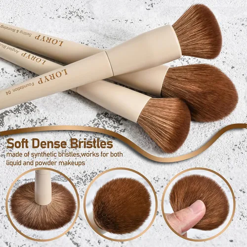 Vista 3 de LORYP Juego de Brochas de Maquillaje Negras de 21 Piezas para Polvo, Rubor, Base, Corrector, Resaltador, Brocha Vegana Profesional, Kit de Brochas