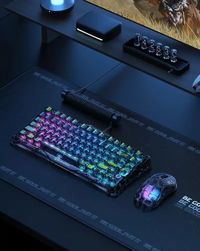 Vista 7 de GravaStar Mercury K1 Lite - Teclado para juegos 75%, teclado inalámbrico de tres modos de 2.4 GHzBTcable, teclado mecánico intercambiable