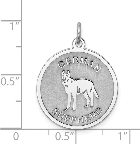 Vista 3 de Plata de ley rodiada con diseño de pastor alemán (1.024 in, 0.748 in, estilo QC2686), Metal