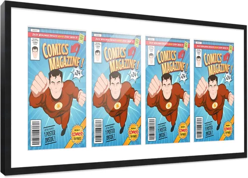 Vista 39 de Poster Palooza Marco de cómic con paspartú para 1 cómic de la Edad de Bronce publicado entre 1970 y 1985, marco de cómic negro para cómic de 7.25 x