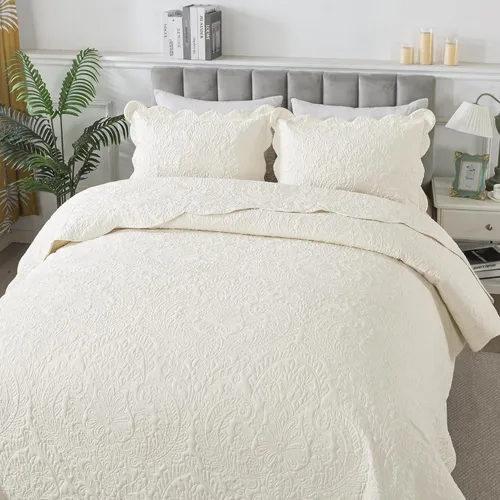 Vista 4 de HoneiLife Juego de ropa de cama tamaño Queen, juego de edredón de microfibra para cama Queen, colchas ligeras de 3 piezas, edredones reversibles