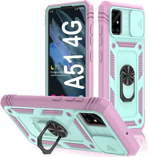 Vista 196 de PASNEW Funda militar para iPhone 13 Pro Max, cubierta de cámara deslizante y soporte de anillo de metal de 360°, carcasa rígida multicapa resistente