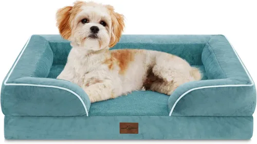 Vista 178 de Comfort Expression - Cama ortopédica para perros medianos de 30x20 pulgadas, cama impermeable de espuma de huevera para mascotas medianas