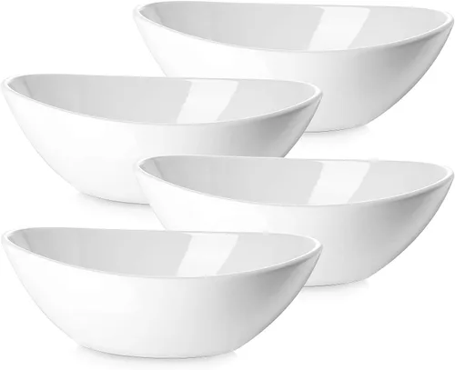 DOWAN Tazones para servir de 9.25 pulgadas, platos ovalados grandes para bodas y cenas, 35 onzas para ensalada, guarniciones, pasta, forma ovalada,