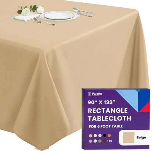 Vista 91 de Gee Di Moda - Mantel rectangular de 60 x 84 pulgadas – Mantel rectangular de poliéster lavable para mesa de 5 pies