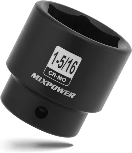 Vista 13 de MIXPOWER Zócalo de impacto poco profundo de 1/2", CR-MO, 1-1/4", 6 puntos, diseño de esquina de radio, tuerca de eje de grado de impacto para fácil