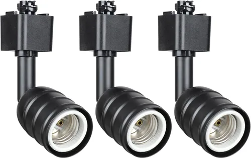 Mecgirn Cabezas de iluminación H Track Base E26, accesorios de luz de pista de halo blanco, luces giratorias ajustables, paquete de 3