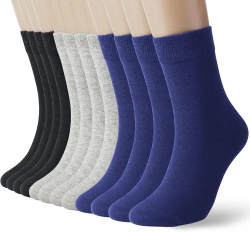 K-LORRA Women Men Casual Wide Band Cotton Socks Black White Grey 12 Pack