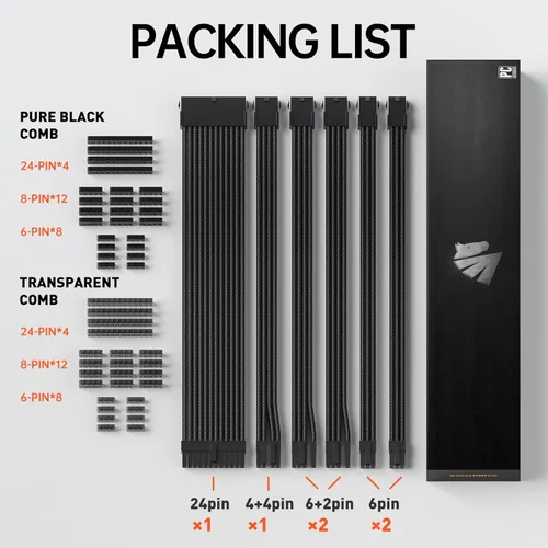 Vista 2 de ASIAHORSE Cables de alimentación de extensión de cable PSU 16AWG, cable de extensión de manga modificada para requisitos particulares de la fuente