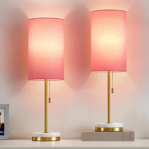 Vista 10 de Luvkczc Juego de 2 lámparas de mesa minimalistas de 18", lámpara de mesita de noche para dormitorio y sala de estar, lámpara de cabecera moderna