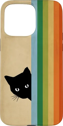 Vista 31 de Black Kitty Cat - Retro Vintage Rainbow Phone Case for iPhone 17