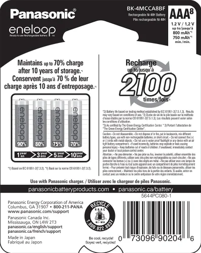 Vista 3 de Panasonic Batería individual "avanzada" eneloop Cargador rápido de 3 horas con 4 luces LED indicadoras de carga, color blanco y BK-4MCCA8BA eneloop