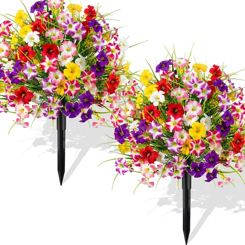 Paquete de 2 árboles topiarios de flores artificiales Morning Glory con