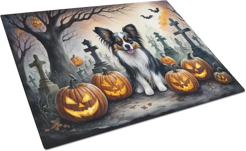Vista 28 de Caroline's Treasures DAC2001LCB Affenpinscher - Tabla de cortar de vidrio de Halloween espeluznante, grande, decorativa, de vidrio templado, tabla