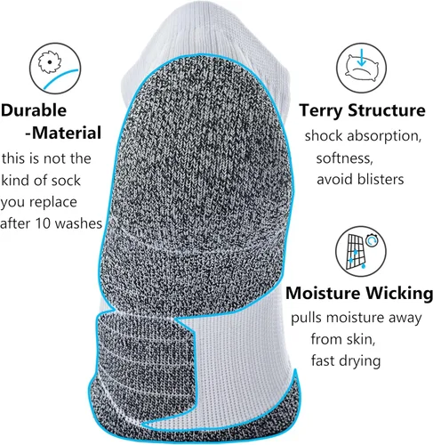 Vista 4 de CWVLC - Calcetines deportivos, hasta el tobillo, de compresión, acolchados, unisex, paquete variado