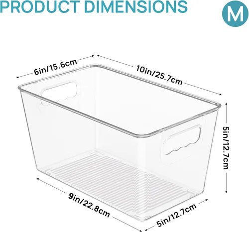 Vista 2 de Vtopmart Contenedores de Almacenamiento de Plástico Transparente, 6 PCS Contenedores Organizadores de Despensa con Asa para Refrigerador, Nevera