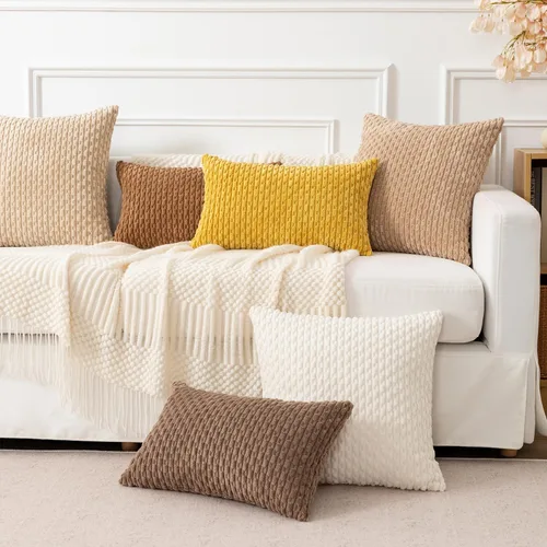 Vista 450 de Kevin Textile - Juego de 2 fundas de almohada decorativas de pana suave, estilo bohemio, a rayas, decoración del hogar para sofá, cama, sofá y sala