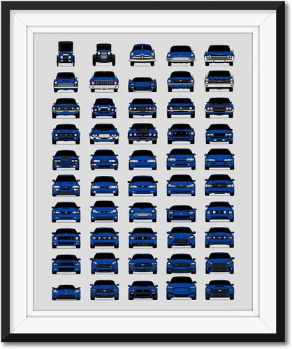Vista 11 de Custom Car Posters Handmade Poster compatible with Ford Evolution Print Wall Art Décor of the Best of Ford Generations - Multi, 8x10 Metallic Print