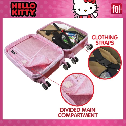 Vista 4 de FUL Hello Kitty - Maleta de mano con ruedas, Rosado, Hello Kitty - Maleta de mano rígida con ruedas