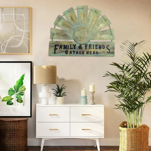 Vista 6 de Fleecy day Decoración de pared de molino de viento, decoración de pared de cocina de metal rústico, decoración de pared colgante de granja