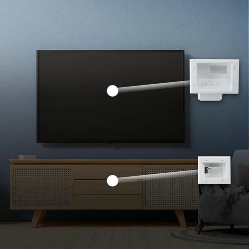 Vista 2 de DATA COMM Electronics 45-0008-BK - Placa de pared empotrada de bajo voltaje y fácil de montar, perfil delgado, se adapta detrás de soportes de TV