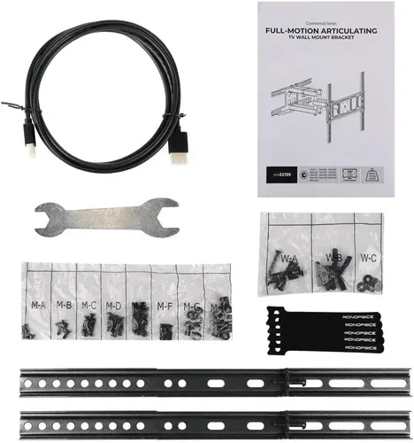 Vista 6 de Monoprice Soporte de pared para TV de movimiento completo comercial para televisores de 32" a 70" de hasta 88 libras, VESA máximo 400 x 400, se