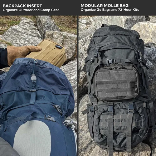 Vista 6 de EPG Tactical Molle EDC Organizador - Bolsa de supervivencia modular grande negra con bolsa de primeros auxilios