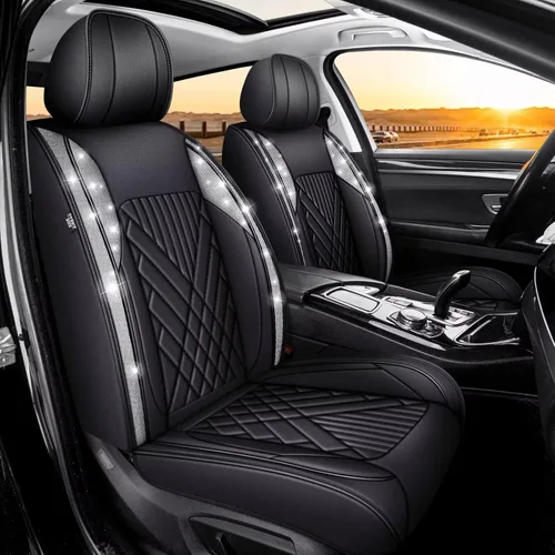 Vista 18 de TTX - Fundas de asiento delantero de automóvil para Nissan Murano 2011-2024 2025: fundas de asiento transpirables de seda de hielo (2 piezas, negro)