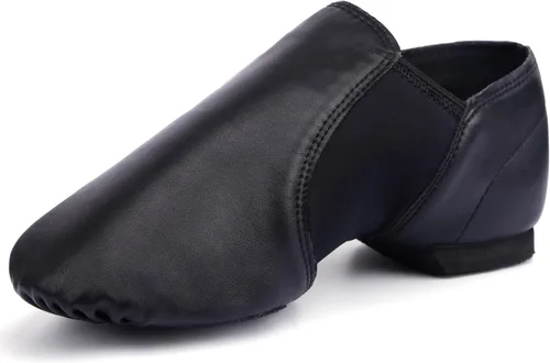 Linodes Zapato de jazz unisex de empeine de piel sintética 006, sin cordones para zapatos de baile de mujeres y hombres