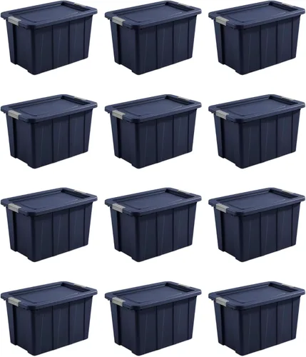 Vista 18 de Sterilite Paquete de 6 contenedores de almacenamiento con tapas, bolsas resistentes, Tuff1, 18 galones, índigo oscuro