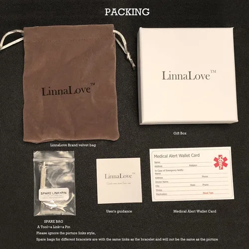 Vista 7 de Pulseras médicas de la identificación de la alerta del acero inoxidable de la señora de la manera