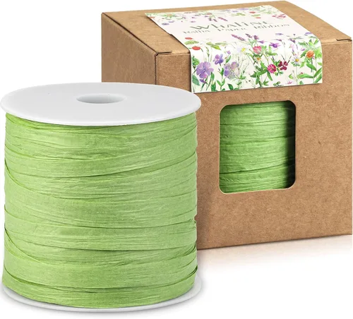 Whaline Cinta de papel de rafia de Navidad de 229 yardas, cordel de papel de embalaje para regalos de festivales, decoración y tejido de bricolaje,