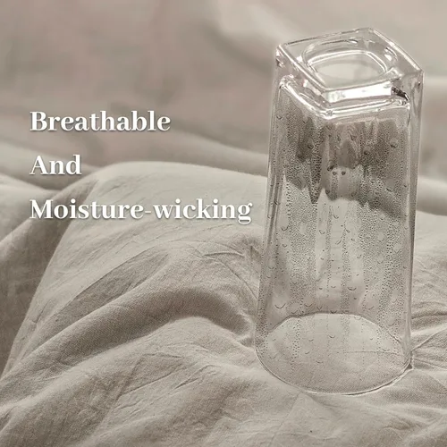 Vista 4 de NEXHOME PRO Juego de funda de edredón tamaño Queen, con aspecto de lino, texturizado, orgánico, natural, 100% algodón lavado, funda de edredón