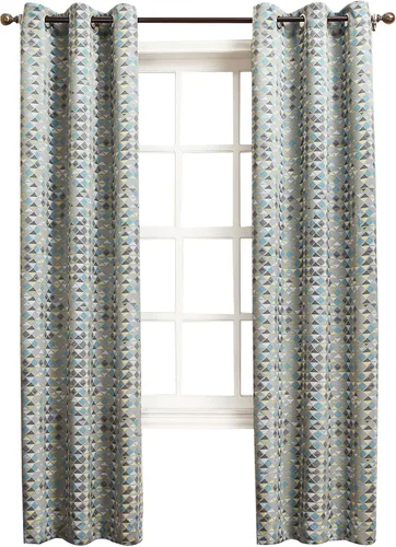 Sun Zero Clea Geometric Print - Cortina de eficiencia energética con ojales, panel de 40 x 84 pulgadas, color gris