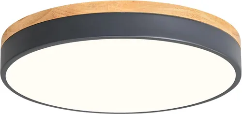 Vista 10 de Lámpara de techo de madera moderna regulable, LED negro 5CCT 2700K-6000K luminaria de montaje empotrado al ras, luminarias redondas para cocina