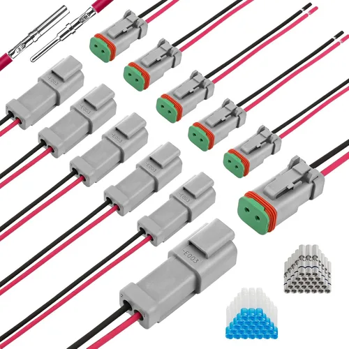 JRready Kit de arnés de cableado de 6 pares de 2 pines Deutsch DT con cable UL3266 de 16 AWG, conectores de engarce de tope de crimpado M81824/1-2