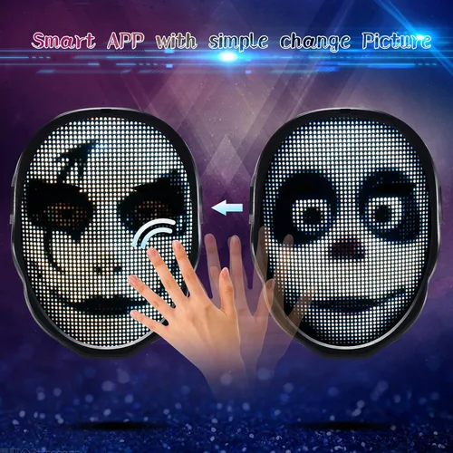 Vista 4 de Led Mask with Programmable, App Controlled Halloween Mask Digital Luminous Mask for Adults, Light up Mask for Costumes Party